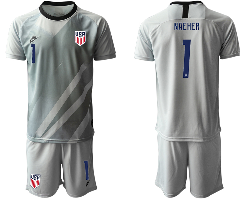 Men 2020-2021 Season National team United States goalkeeper grey #1 Soccer Jersey